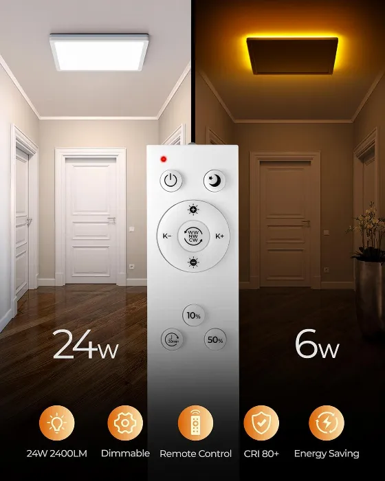 Flat Dimmable Ceiling Light with Remote — Now 66.49 zł