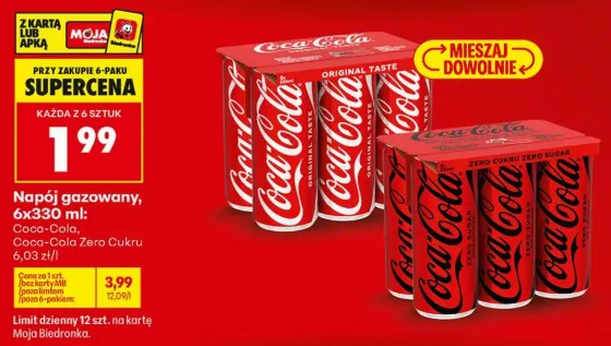 Coca-Cola 330 ml for Just 1.99 zł Each at Biedronka