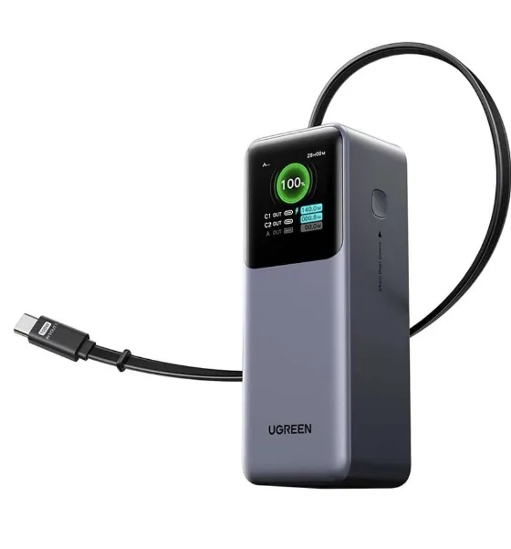 Offer: Powerbank UGREEN PB726 20000mAh 165W Built-in cable CCC certified Gray | The same price of Oleole in the RTV Euro AGD store