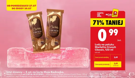Мороженое на палочке Marletto Crunch Classic 120 мл за 0,99 zł в Biedronka