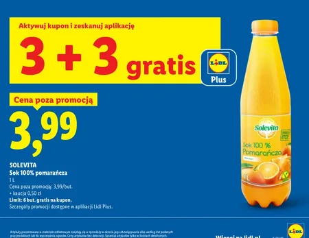 Сок апельсиновый 1 л по 1,99 zł при покупке 6 в Lidl