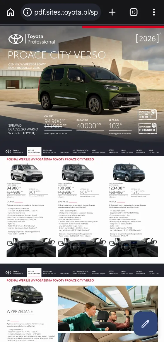 Save 40,000 PLN on Toyota Proace City Verso Now at 94,900 PLN