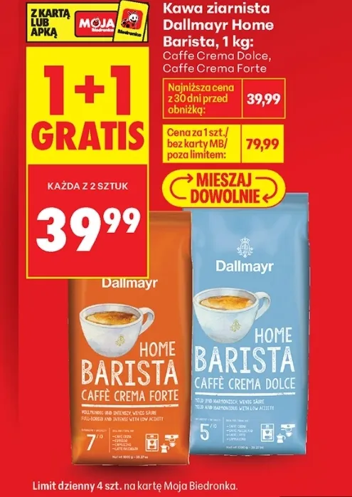 Buy 1 Get 1 Free Dallmayr Home Barista Coffee 1 kg