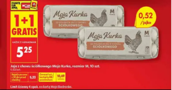 Яйця з вільного вигулу по 5,25 zł за упаковку при купівлі 2 в Biedronka