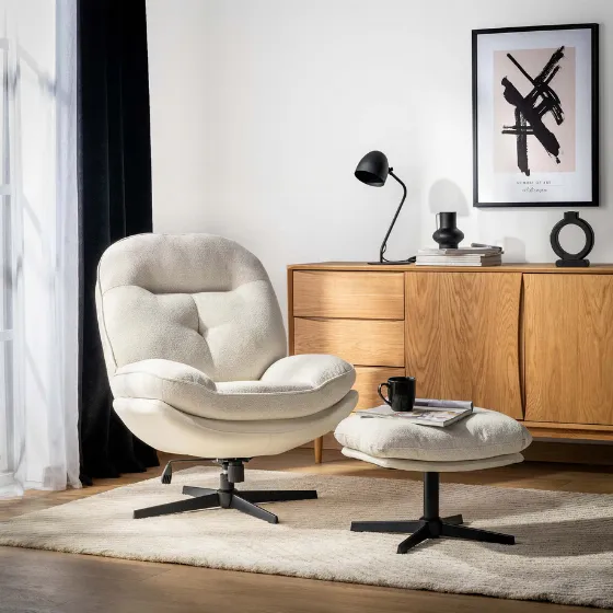 Beige Swivel Armchair with Footrest for 699 zł at Agata Meble